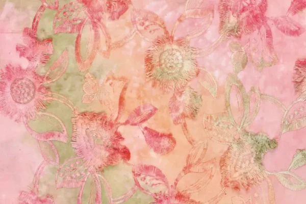 Broderie-stof-tie-dye-swingende-bloemenprint-y309