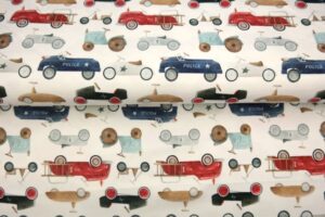 Tricot-katoen-stof-retro-loopauto-y324