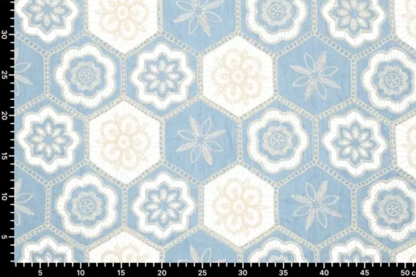 Geborduurde-katoen-stof-in-hexagon-motief-y398-3
