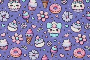 Tricot-katoen-stof-cupcakes-en-donuts-ijsjes-y416