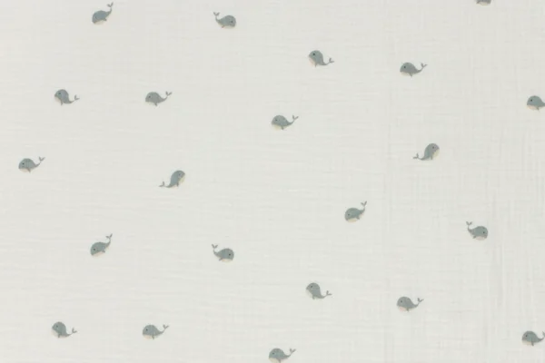 Mousseline-dubbeldoek-stof-dolfijnenprint-y515