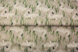 Stenzo-poplin-katoen-stof-zwanenprint-y485