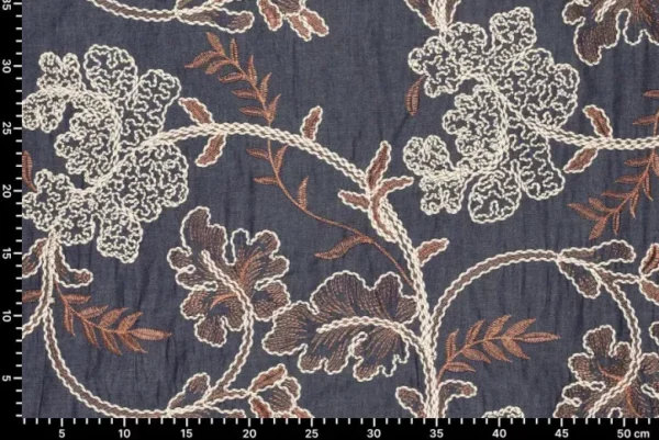 Embroidery-denim-stof-geborduurde-bladeren-Y890-3