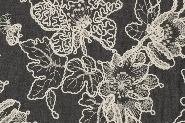 Flora-embroidery-denim-stof-Y891