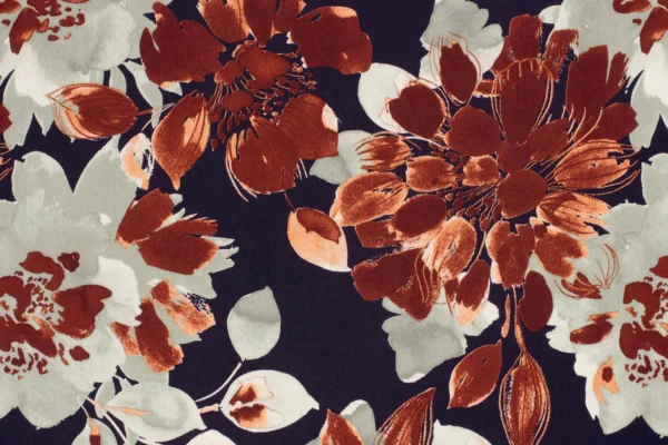 Viscose-satijn-stof-mat-herfst-bloemenprint-y933