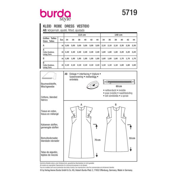 Burda Style, naaipatroon jurk, maat 34-44 - 5719 - Afbeelding 6