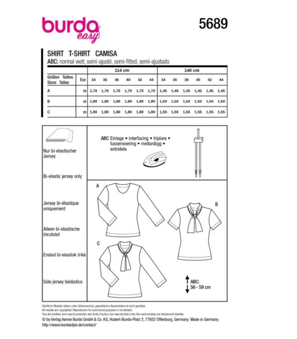 5689 burda patroon dames blouse