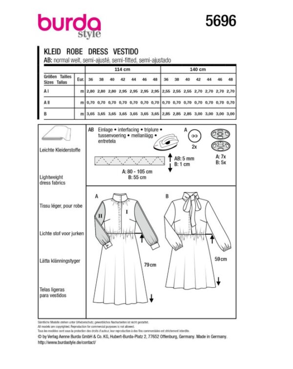 Burda Style, Naaipatroon Jurk 5696 - Afbeelding 2