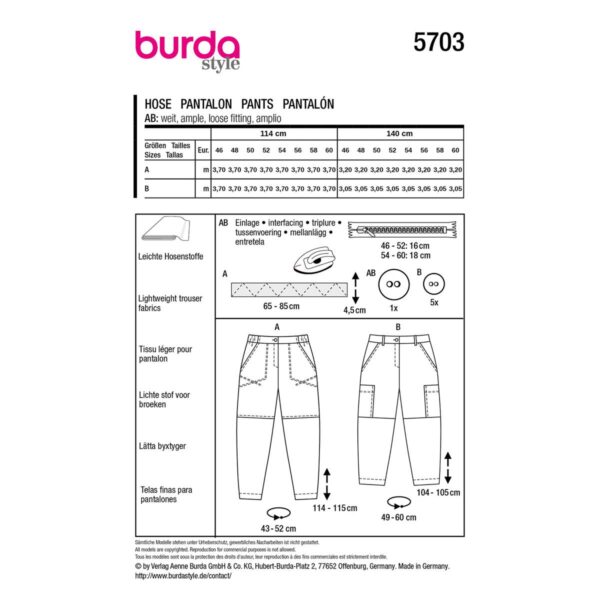 Burda Style, Naaipatroon broeken 5703 - Afbeelding 8