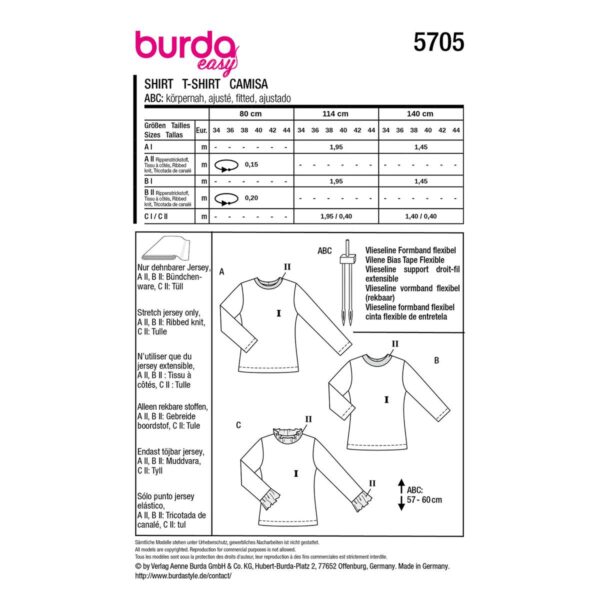 5705 burda naaipatroon t-shirt