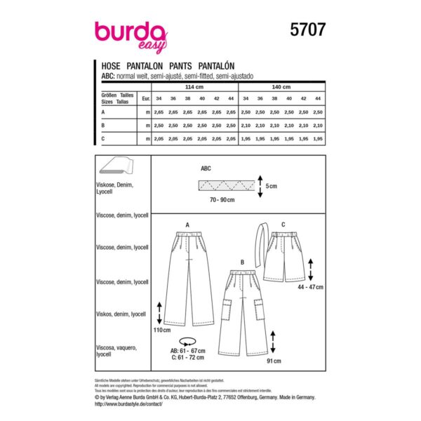 Burda Style, Naaipatroon broeken 5707 - Afbeelding 10