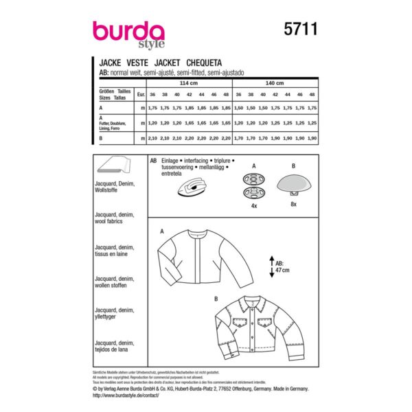 5711 burda naaipatroon jassen