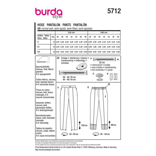 5712 Burda naaipatroon broeken