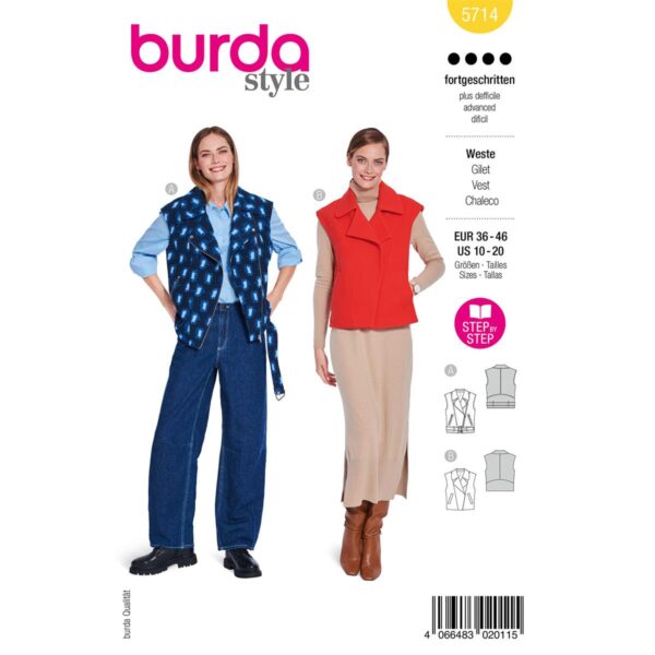 5714 burda naaipatroon gilet, bodywarmer