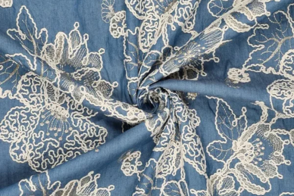 Embroidery-denim-stof-geborduurde-bladeren-Y1060-2