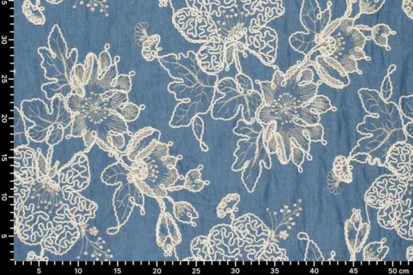 Embroidery-denim-stof-geborduurde-bladeren-Y1060-3