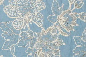 Embroidery-denim-stof-geborduurde-bladeren-Y1062