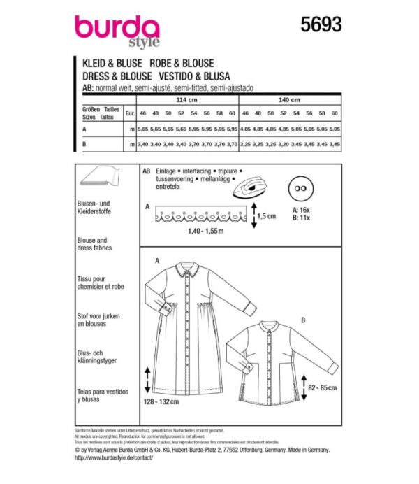 5693 Burda naaipatroon jurk en blouse