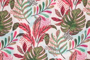 Viscose-relief-stof-bladerenprint-P338