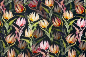 Linnen-viscose-stof-wilde-tulpenprint-P365