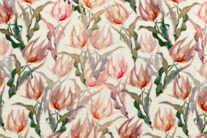 Viscose-linnen-stof-wilde-tulpenprint-P363