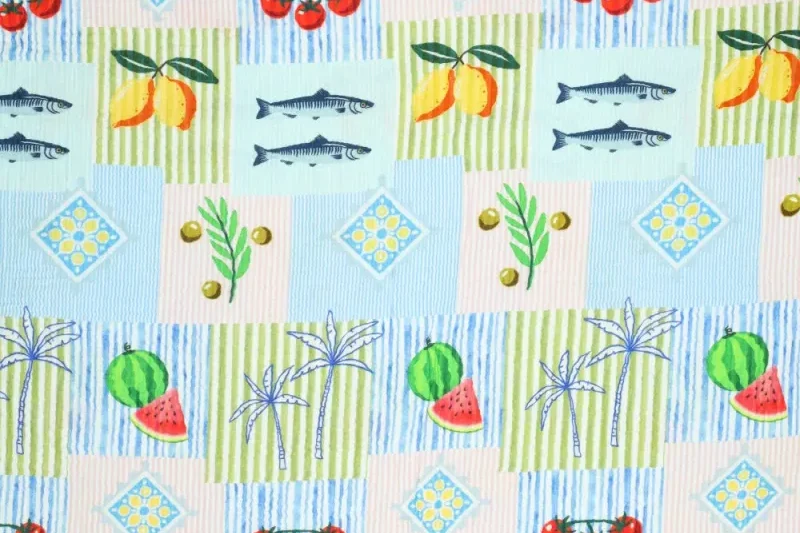 Patchwork-mousseline-stof-fruit-palmbomen-kersen-p595-3