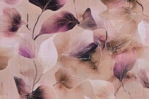 Viscose-linnen-stof-bladprint-P584