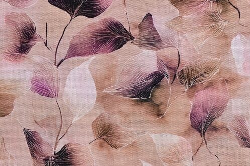 Viscose-linnen-stof-bladprint-P584