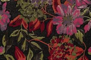 Jacquard-glans-stof-bloemen-met-blad-P645