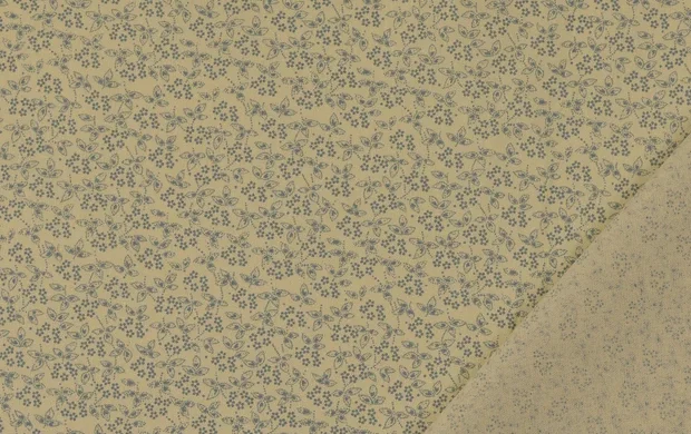 Poplin Katoen Stof, Bloemen Print, Baby Blauw/offwhite. P879-3