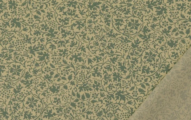 Poplin Katoen Stof, Bladeren Print, Mint/offwhite. P884-3