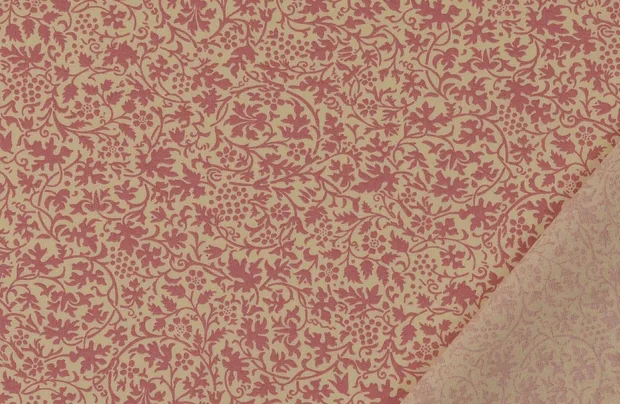 Poplin Katoen Stof, Bladeren Print, Oud Roze/offwhite. P885-3