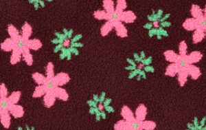 Teddy Jacquard Stof, Bloemen, Bordeaux/Roze. P905-1