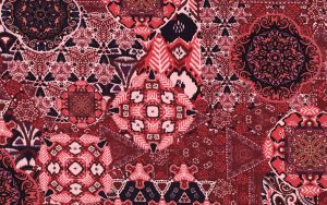 Jersey Digital Ornament Stof, Bordeaux/Paars/Roze. P908-1