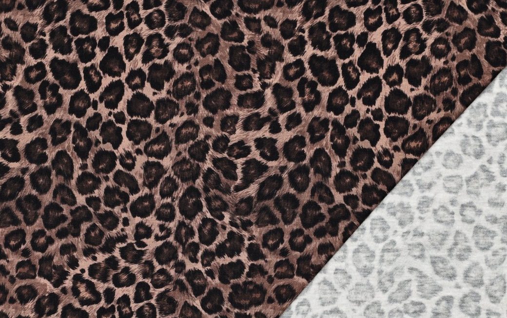 Jersey Stof Digital Dieren Print, Taupe. P912-3