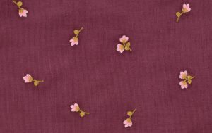 Corduroy Babyrib Stof, Bloemen, Paars/Roze. P920-1