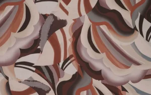 Viscose Stof, Abstracte Print, Bruin/Bordeaux/Roze. P924-1
