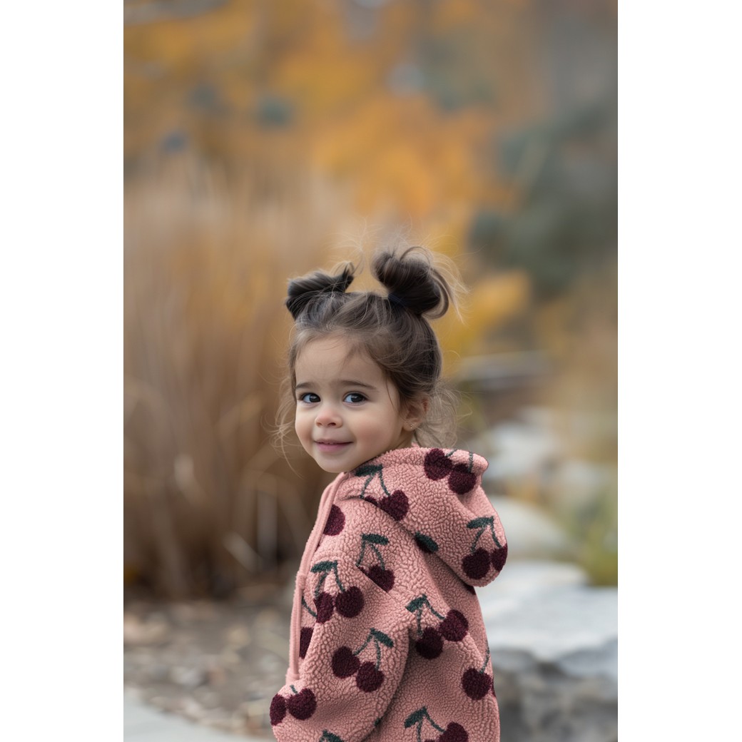 Teddy Jacquard Stof, Kersen, Roze/Rood. P926-4