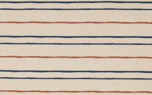 Rib Jersey Stof, GOTS, Streep Motief, Naturel/Bruin/Blauw. P929-1