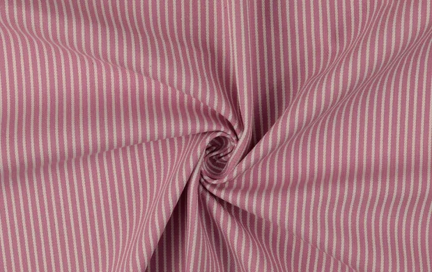 Denim Stof, Fijne Streep, Roze. P931-3