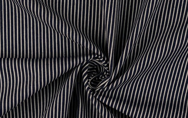 Denim Stof, Fijne Streep, Marine. P932-2