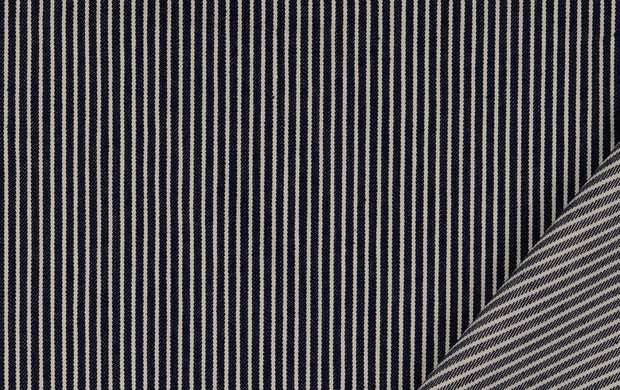Denim Stof, Fijne Streep, Marine. P932-3