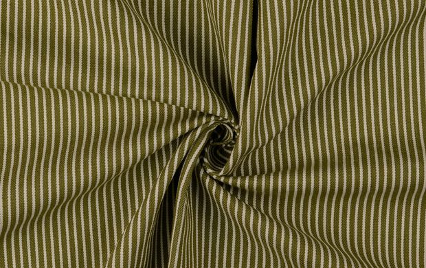 Denim Stof, Fijne Streep, Olijf Groen. P933-2