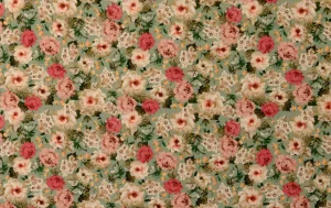 Poplin Katoen Stof, Bloemen Print, Groen/Roze/Oud Roze/Beige, P889-1