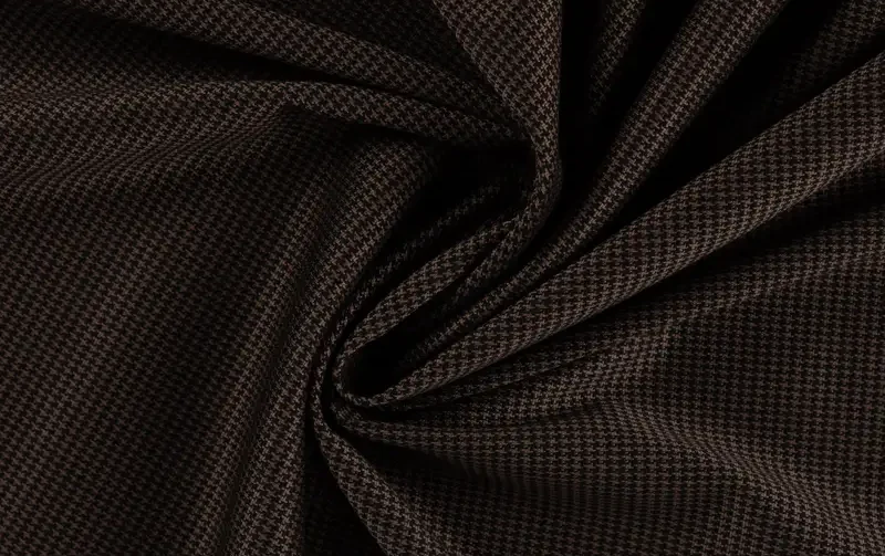 Punta Jacquard Pied De Poule Stof, Donker Bruin/Zwart, P945-3