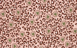 Hydrofiel Mousseline Stof, Panter Print, Roze/Groen. P950-1