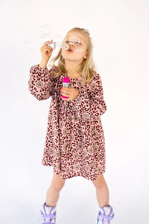 Hydrofiel Mousseline Stof, Panter Print, Roze/Groen. P950-5