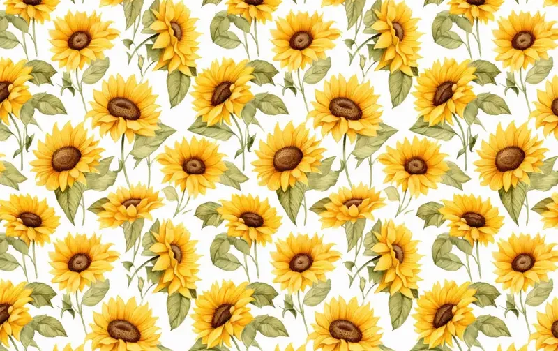 Jersey Stof, Zonnebloem Print, Geel/Groen/Off White. P955-1