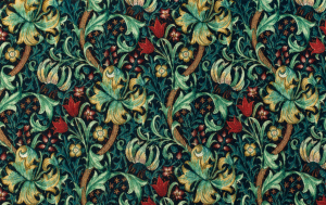 Decoratie stof Gobelin, bloem ornamenten print, blauw/wit/rood/geel, DG15