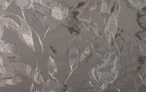 Jacquard stof, bloemen, grijs/zilver/zwart, p1004-1